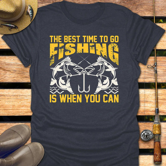 BEST TIME TO FISH T-Shirt FISHING T-Shirt Heather Navy / S