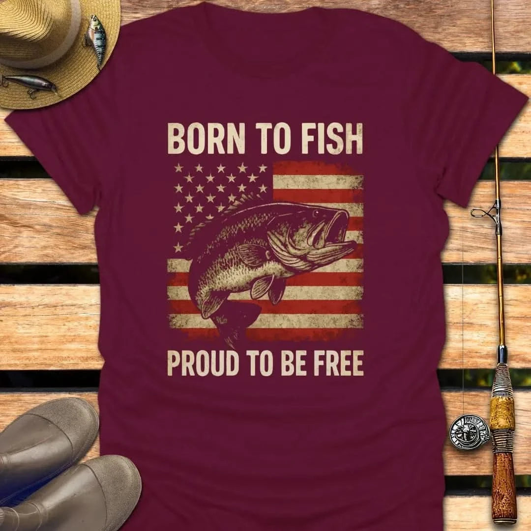 BORN TO FISH T-Shirt FISHING T-Shirt Maroon / S