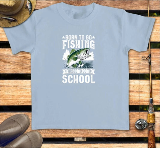 BORN TO GO FISHING - kid's tee FISHING Kids clothes Light Blue / XS