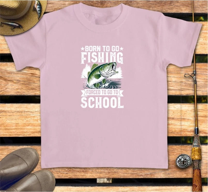 BORN TO GO FISHING - kid's tee FISHING Kids clothes Light Pink / XS