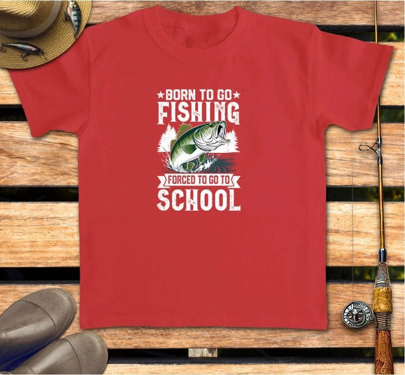 BORN TO GO FISHING - kid's tee FISHING Kids clothes Red / XS