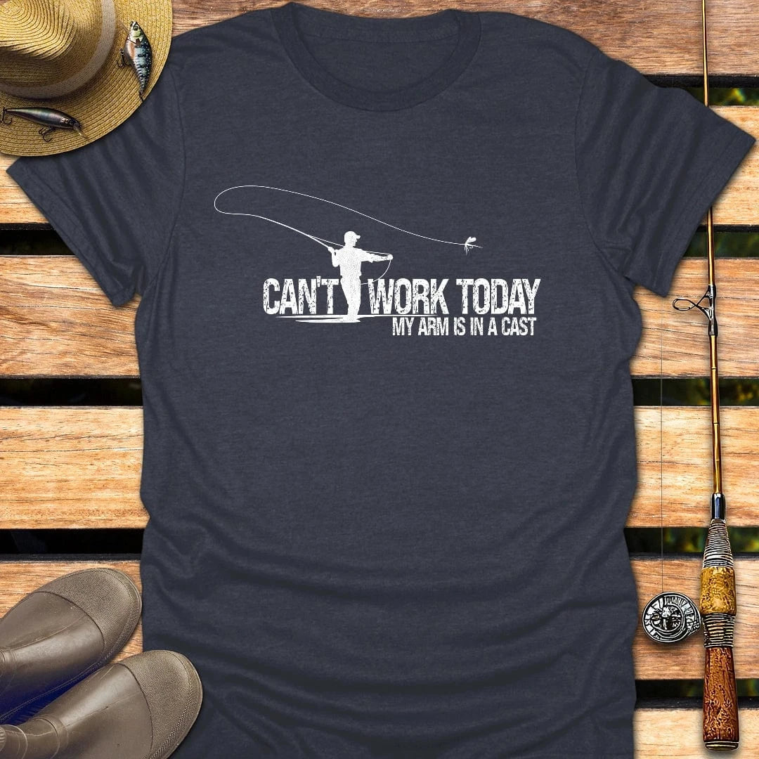 CAN'T WORK TODAY T-Shirt FISHING T-Shirt Heather Navy / S