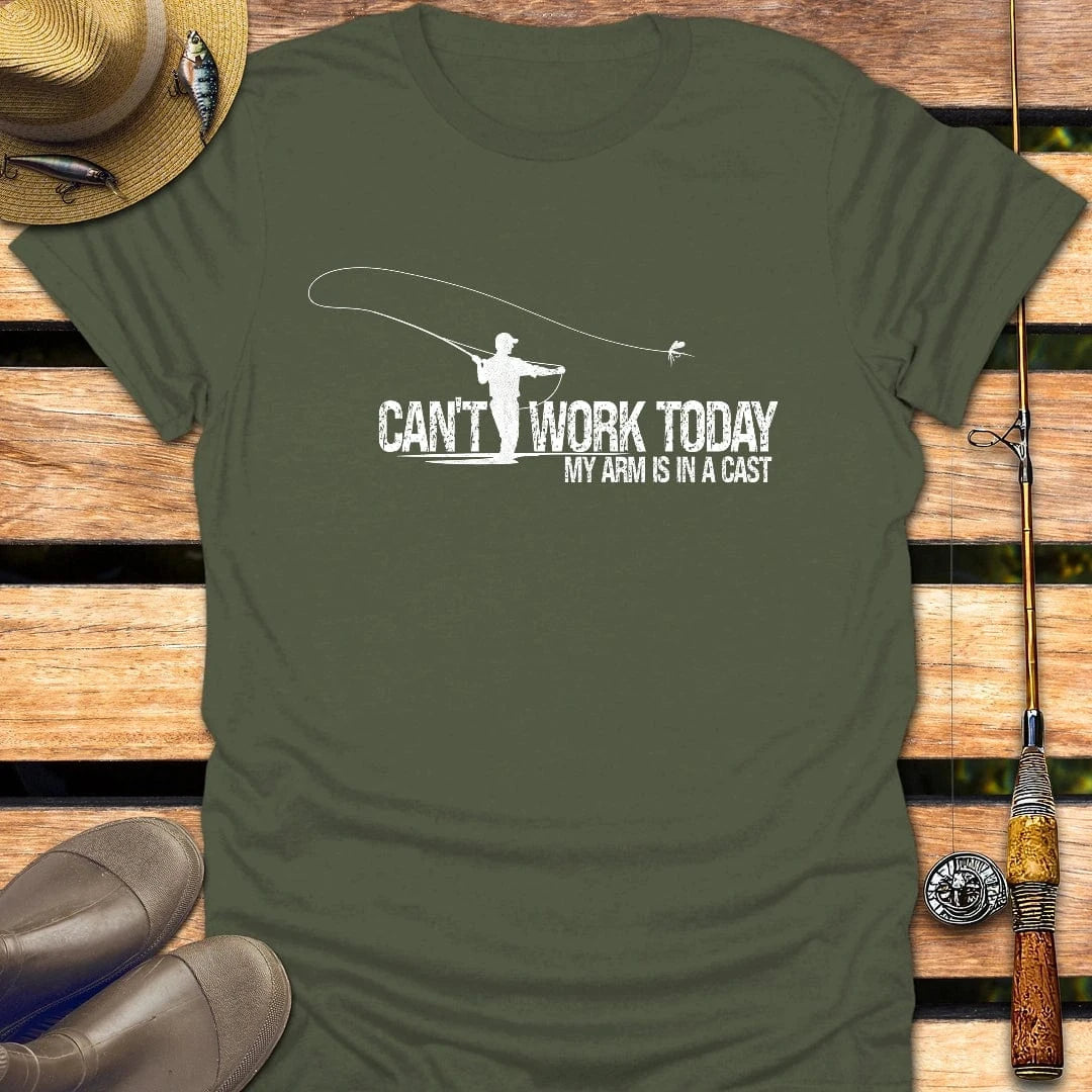 CAN'T WORK TODAY T-Shirt FISHING T-Shirt Military Green / S