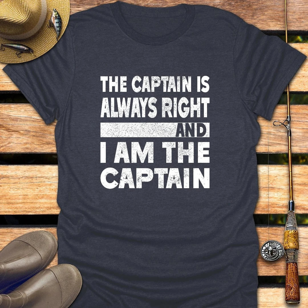CAPTAIN IS RIGHT T-Shirt FISHING T-Shirt Heather Navy / S
