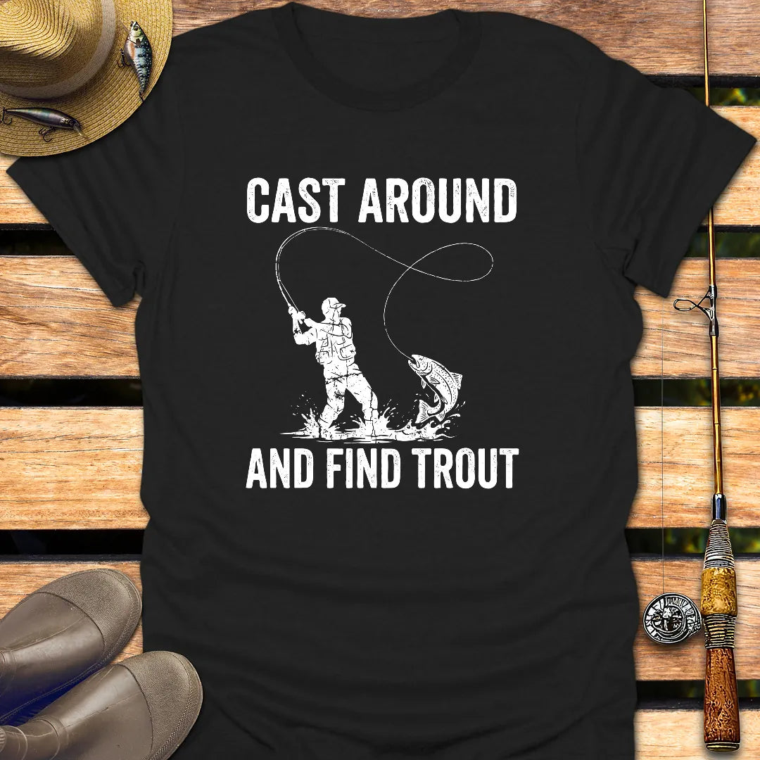 CAST AROUND TROUT T-Shirt FISHING T-Shirt Black / S
