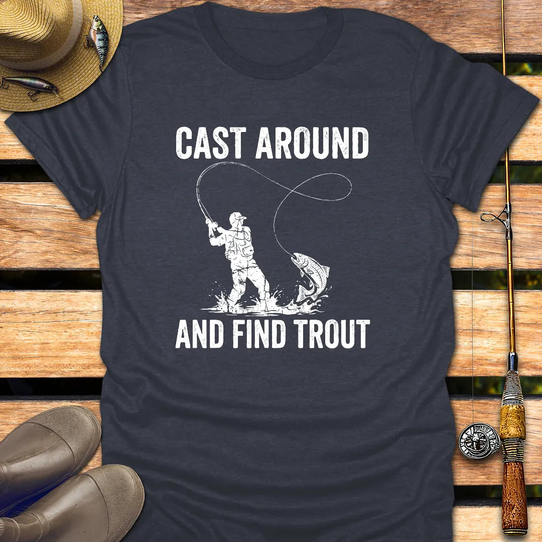 CAST AROUND TROUT T-Shirt FISHING T-Shirt Heather Navy / S
