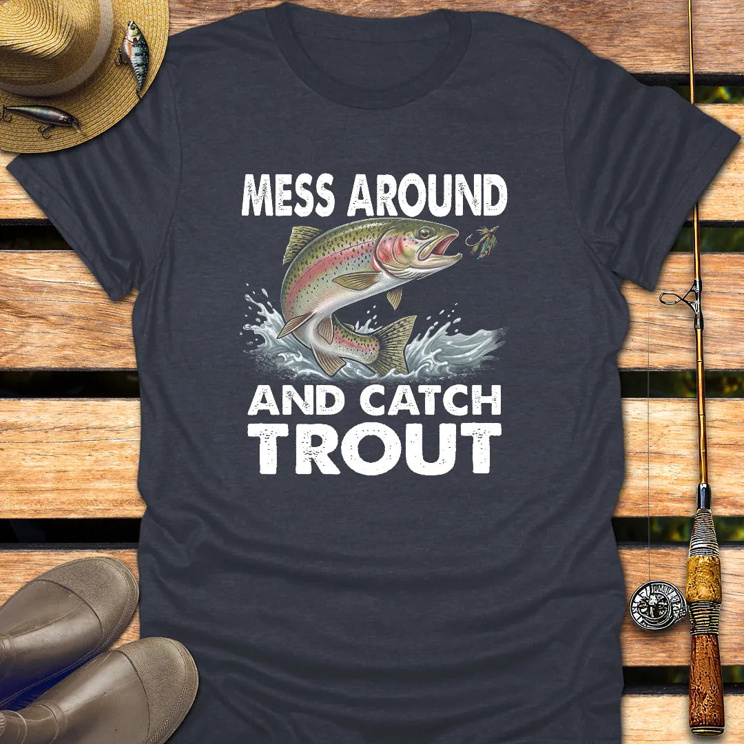 CATCH TROUT T-Shirt FISHING T-Shirt Heather Navy / S