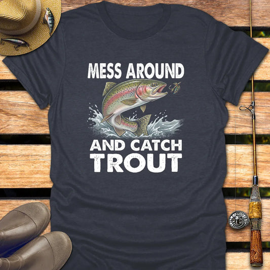 CATCH TROUT T-Shirt FISHING T-Shirt Heather Navy / S