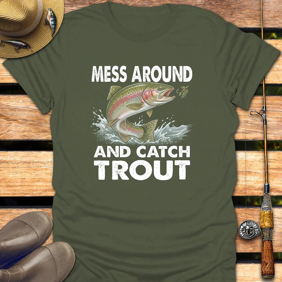 CATCH TROUT T-Shirt FISHING T-Shirt Military Green / S