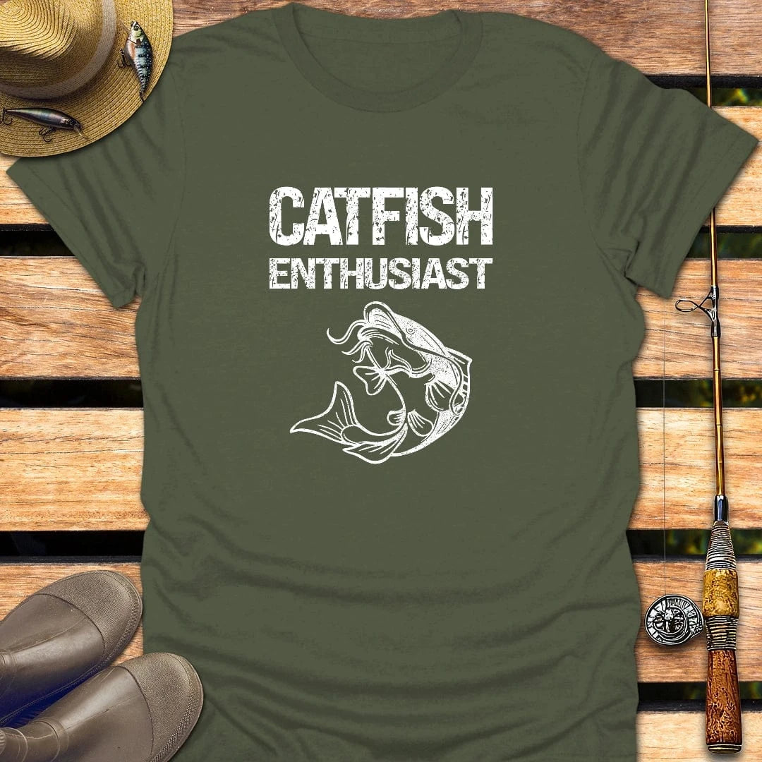 CATFISH T-Shirt FISHING T-Shirt Military Green / S