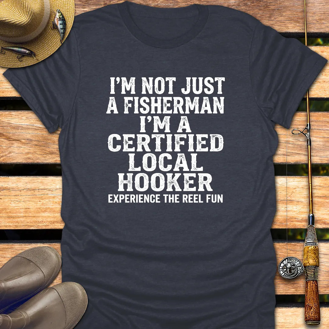 CERTIFIED LOCAL HOOKER T-Shirt FISHING T-Shirt Heather Navy / S