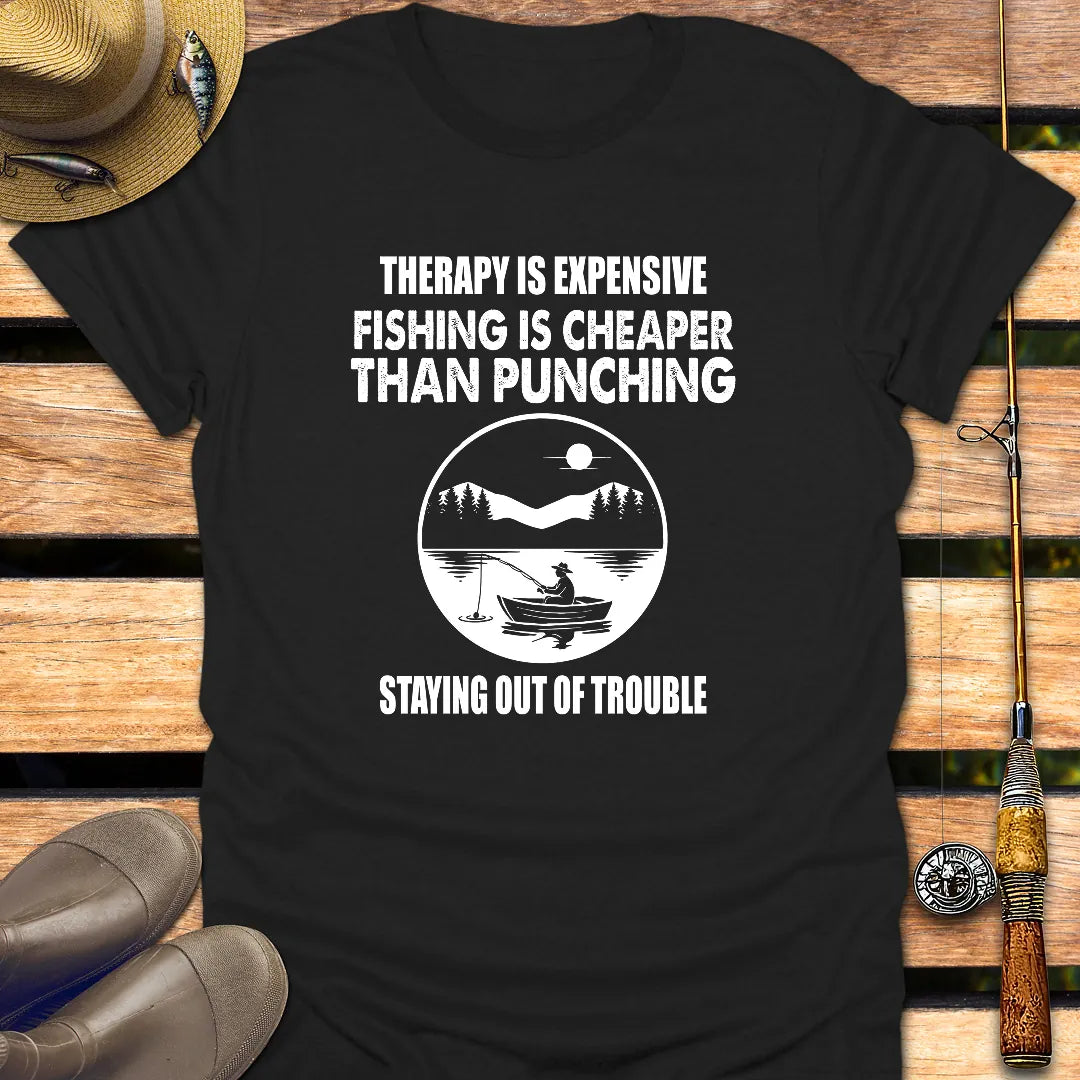 CHEAPER THAN PUNCHING T-Shirt FISHING T-Shirt Black / S