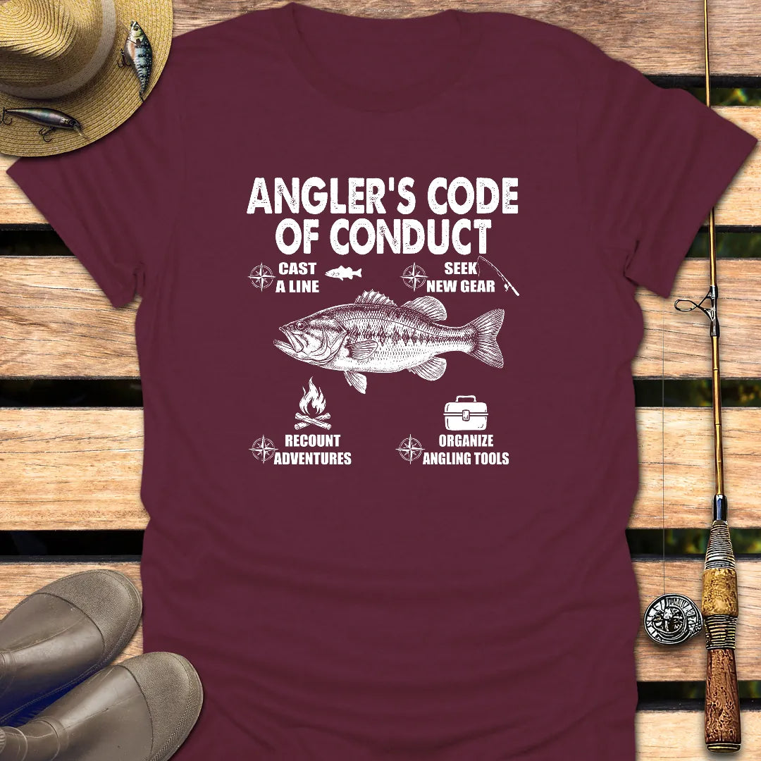 CODE OF CONDUCT T-Shirt FISHING T-Shirt Maroon / S