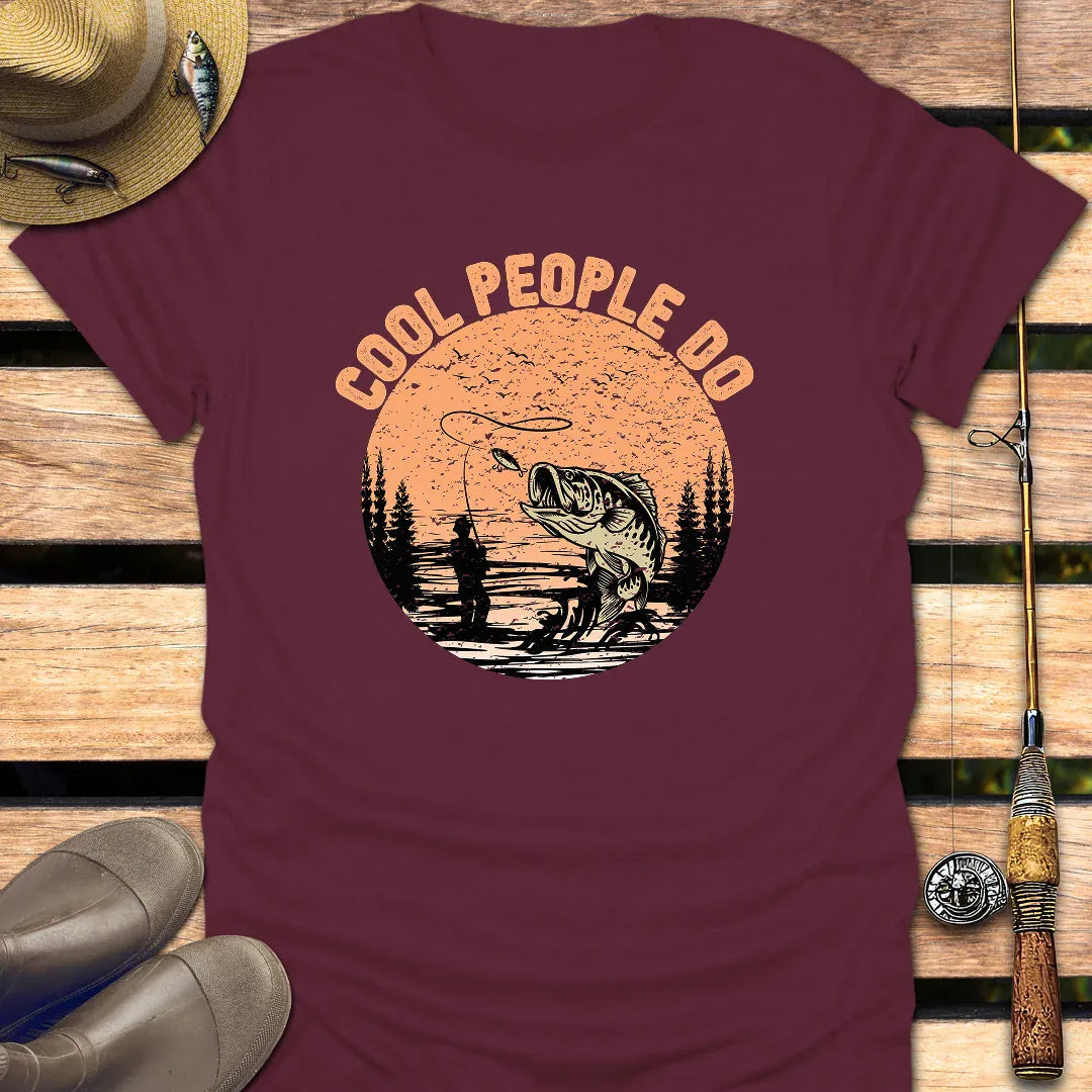 COOL PEOPLE DO T-Shirt FISHING T-Shirt Maroon / S