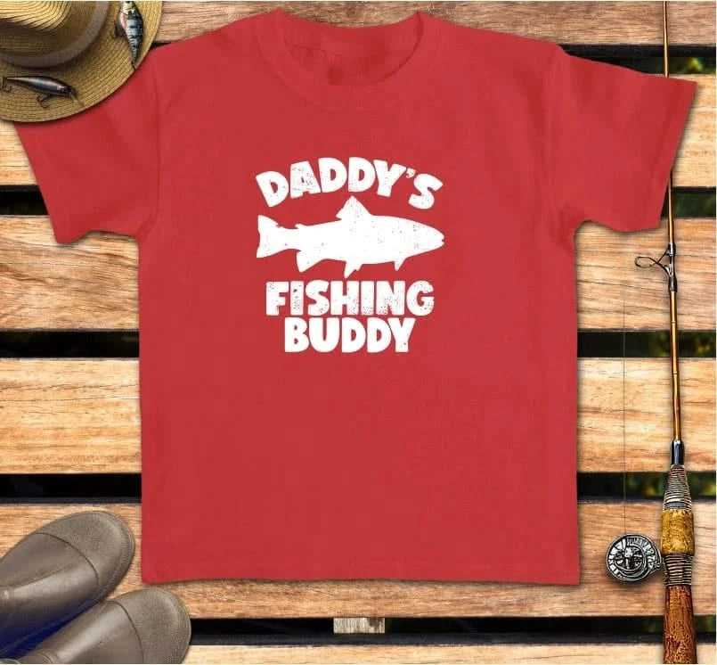 DADDY'S FISHING BUDDY - kid's tee FISHING Kids clothes Red / XS