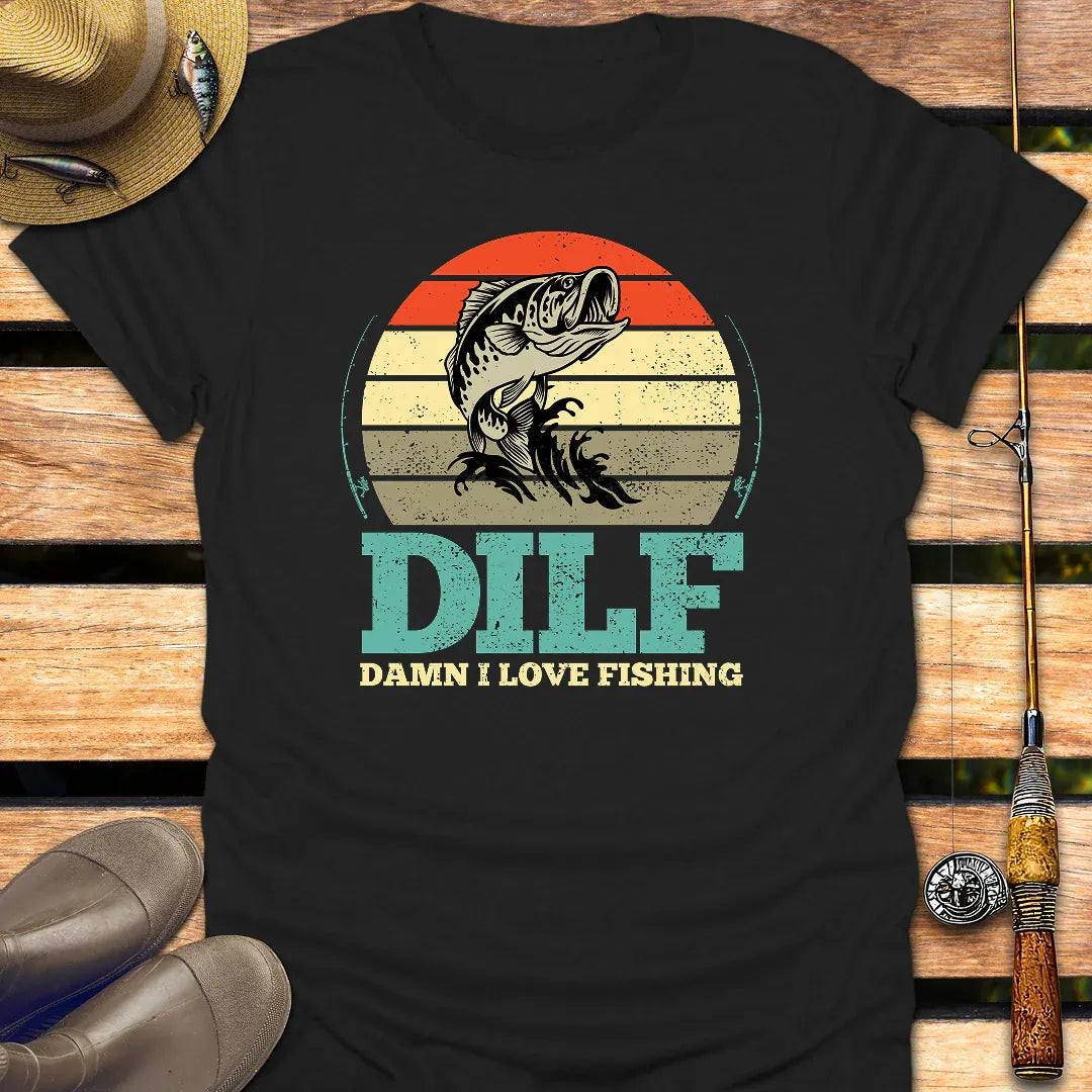 DILF T-Shirt FISHING T-Shirt Black / S
