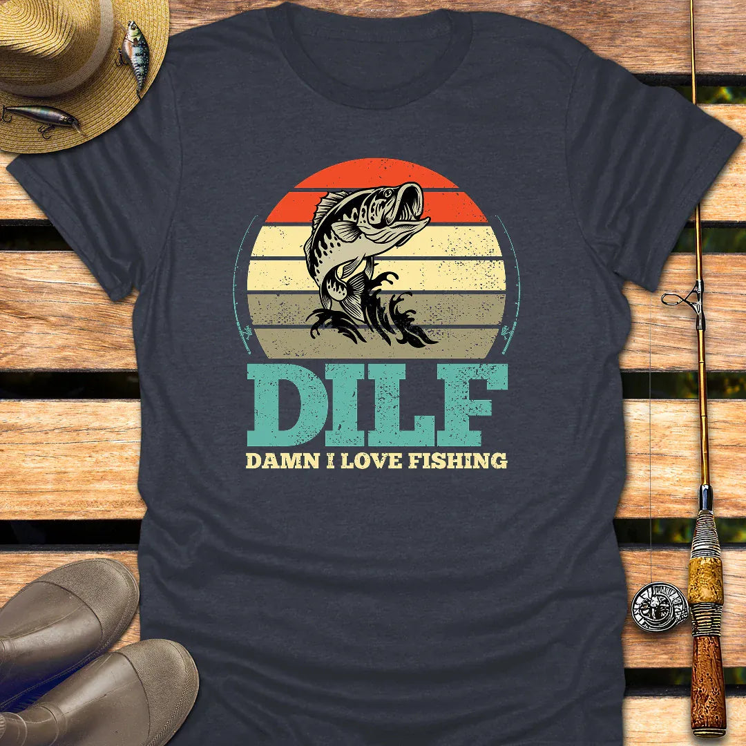 DILF T-Shirt FISHING T-Shirt Heather Navy / S