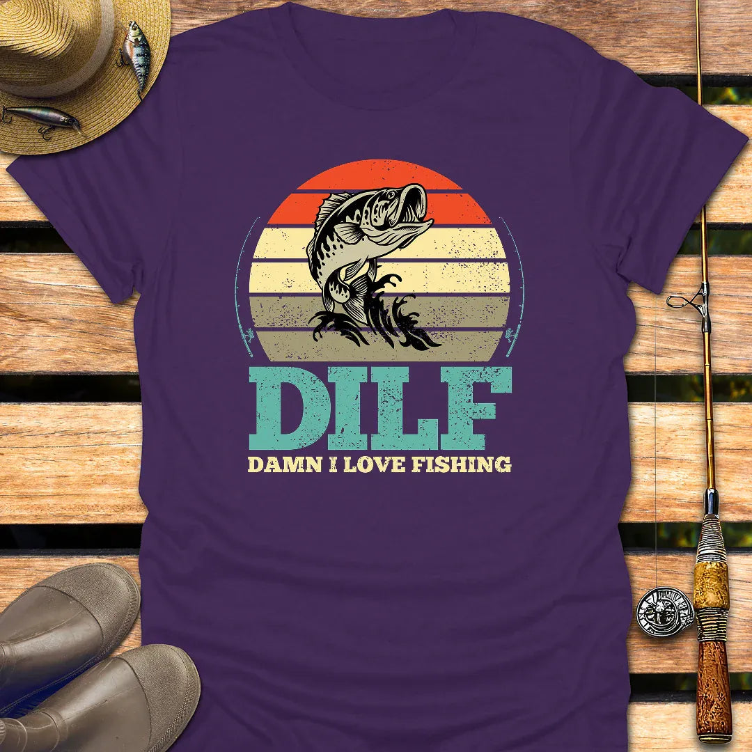 DILF T-Shirt FISHING T-Shirt Purple / S