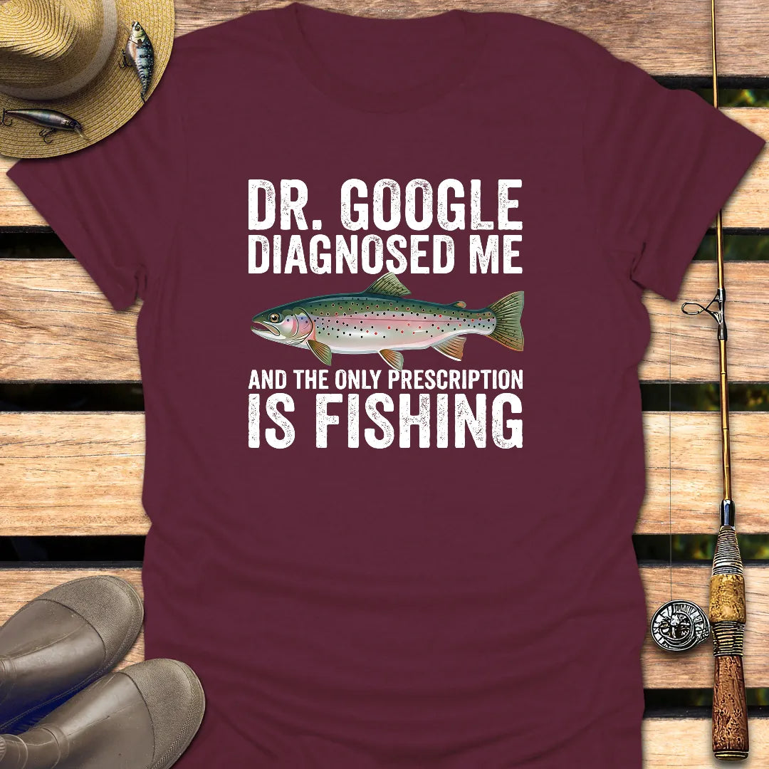 Dr. GOOGLE T-Shirt FISHING T-Shirt Maroon / S