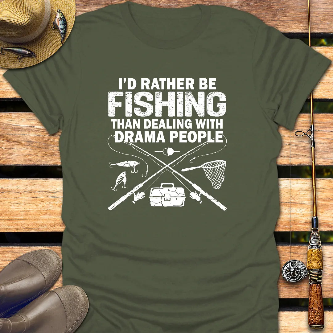 DRAMA PEOPLE T-Shirt FISHING T-Shirt Military Green / S