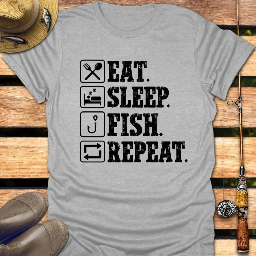 EAT SLEEP FISH REPEAT T-Shirt FISHING T-Shirt Sport Grey / S