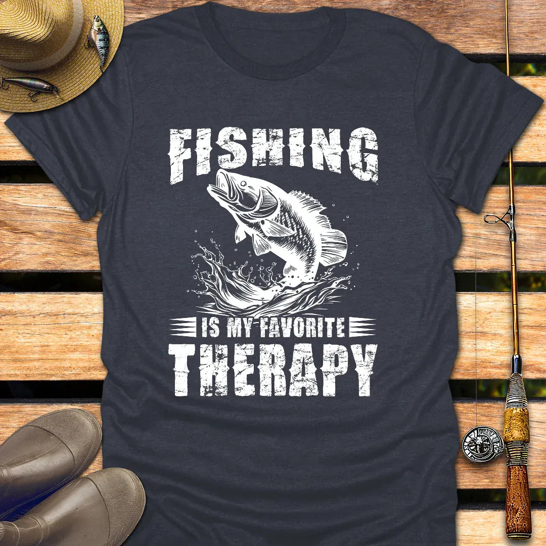 FAVORITE THERAPY T-Shirt FISHING T-Shirt Heather Navy / S
