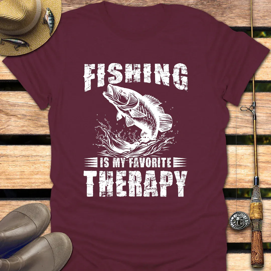 FAVORITE THERAPY T-Shirt FISHING T-Shirt Maroon / S