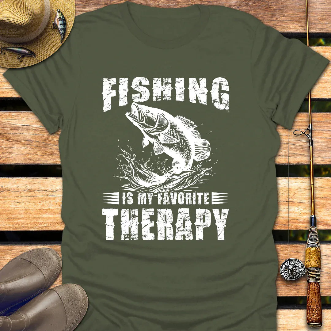 FAVORITE THERAPY T-Shirt FISHING T-Shirt Military Green / S