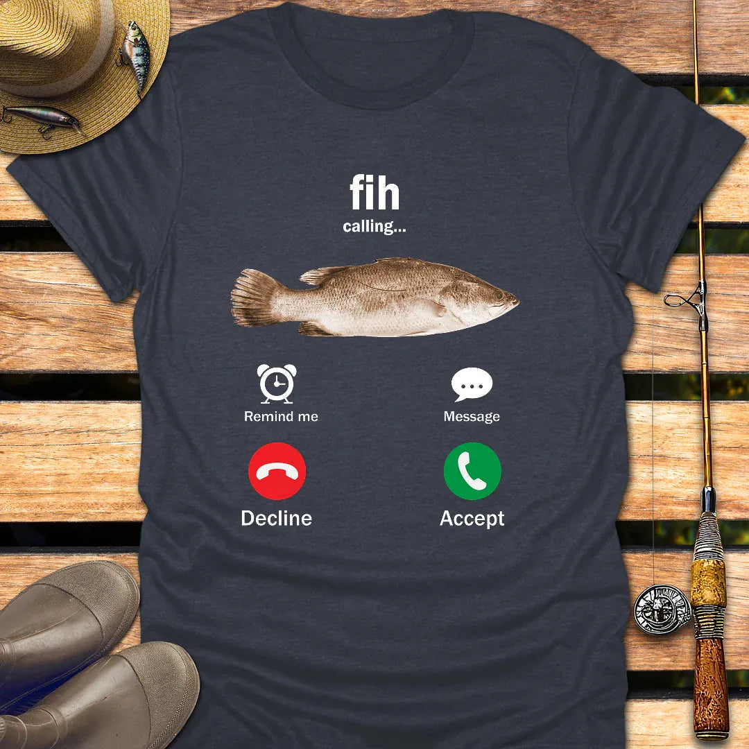 FIH CALLING T-Shirt FISHING T-Shirt Heather Navy / S
