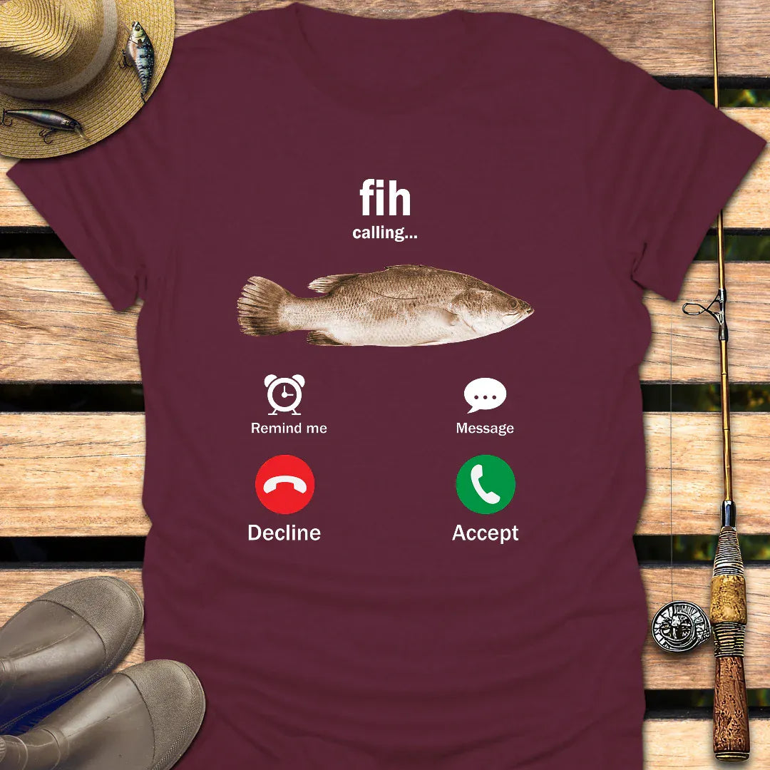 FIH CALLING T-Shirt FISHING T-Shirt Maroon / S