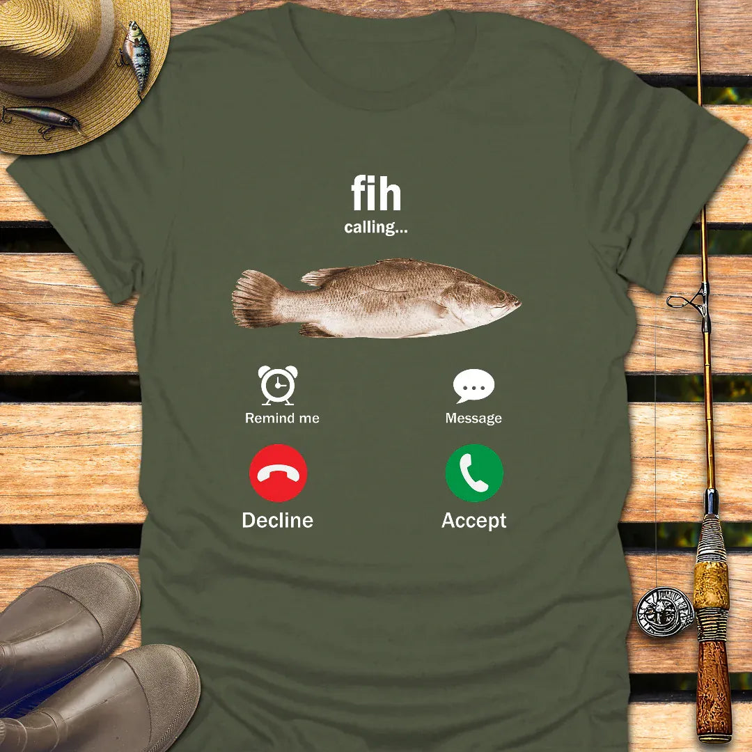 FIH CALLING T-Shirt FISHING T-Shirt Military Green / S