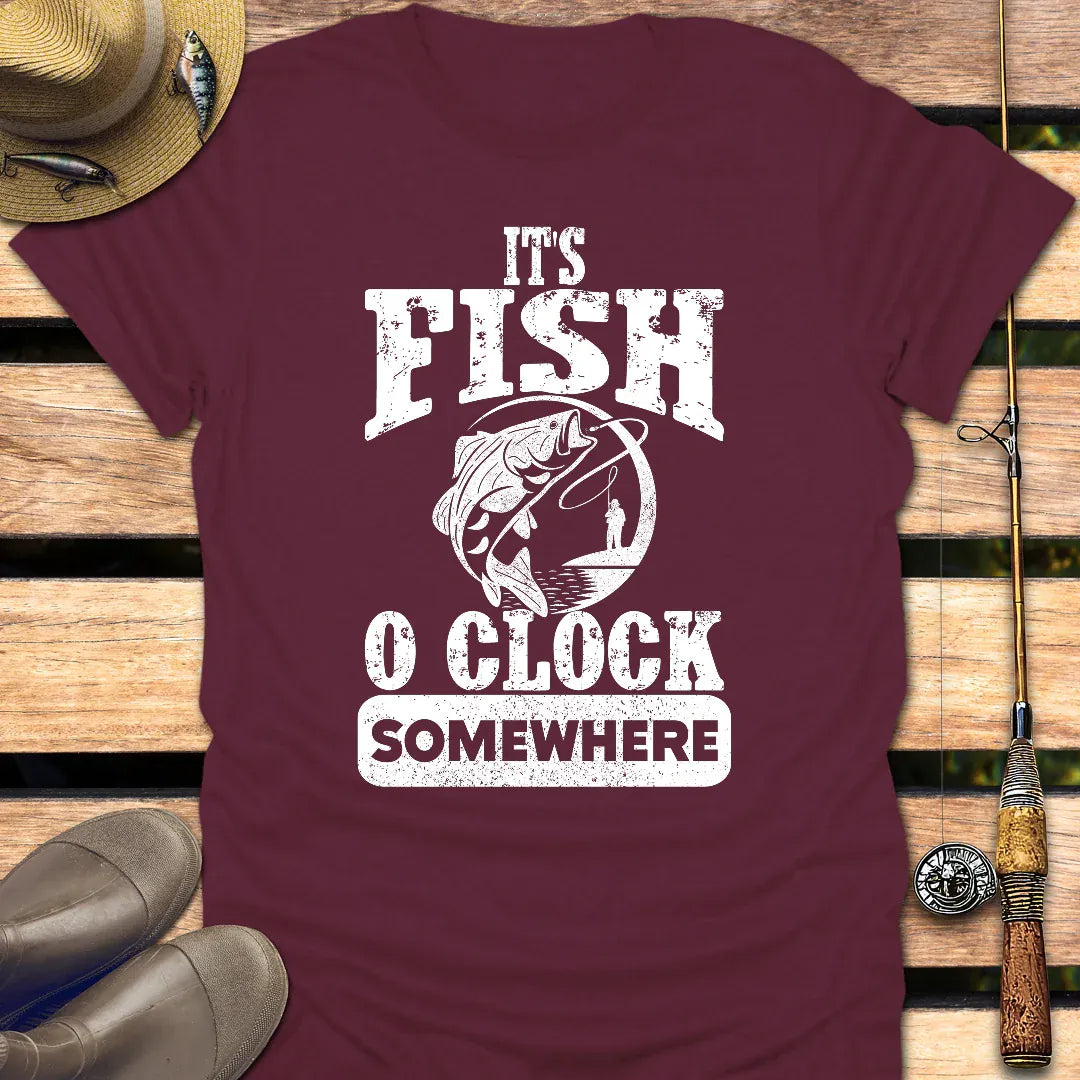 FISH O’CLOCK T-Shirt FISHING T-Shirt Maroon / S