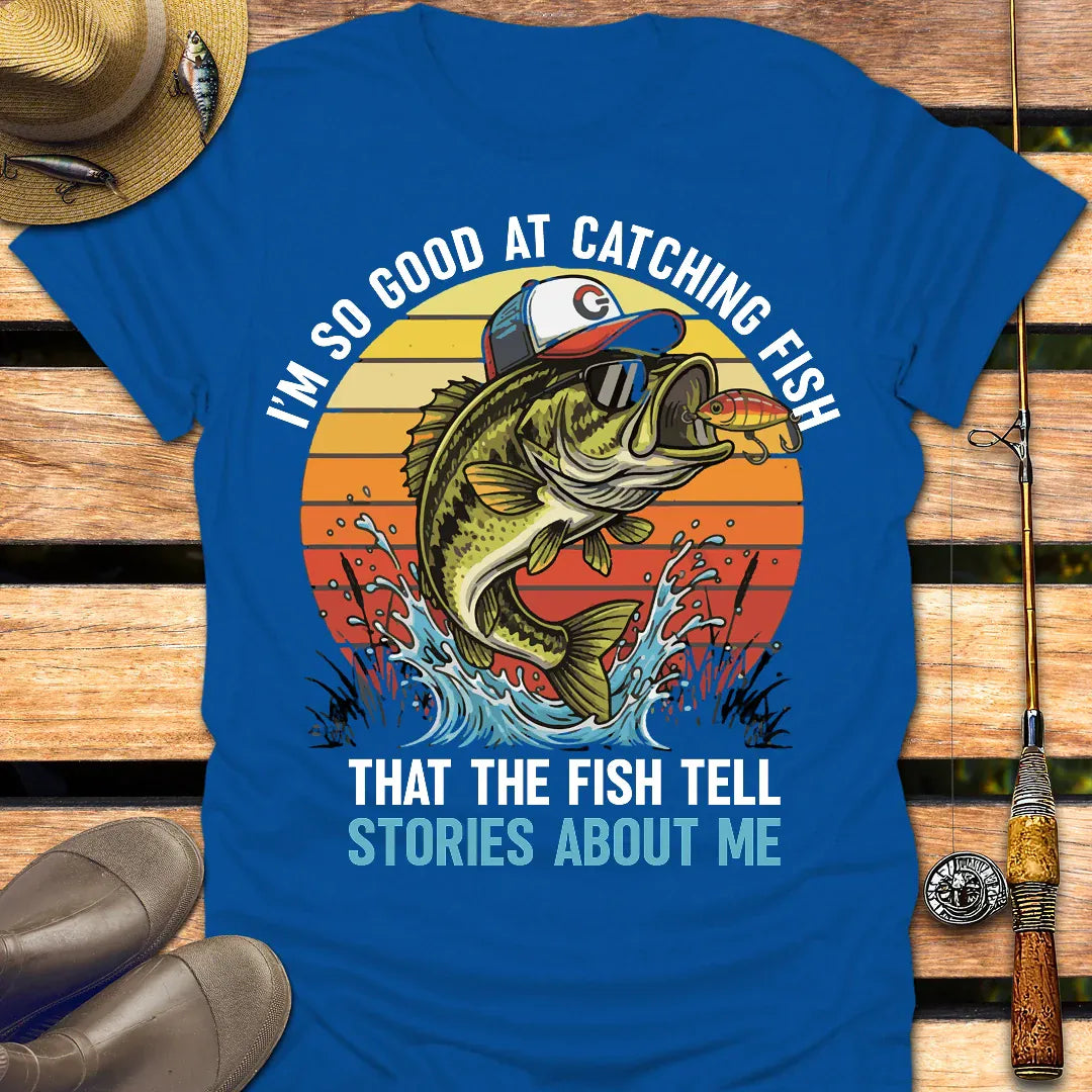 FISH TELL STORIES T-Shirt FISHING T-Shirt Royal / S