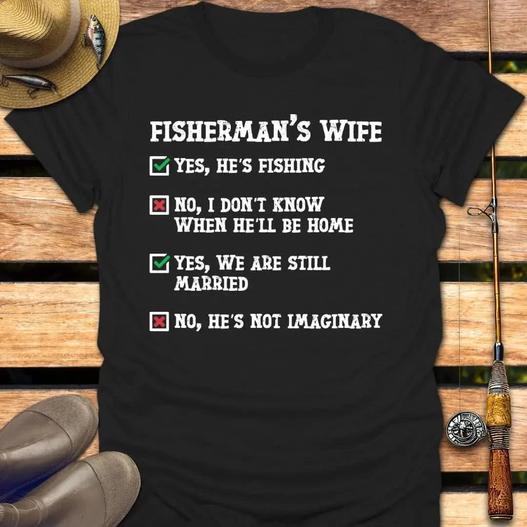 FISHERMAN'S WIFE T-Shirt FISHING T-Shirt Black / S
