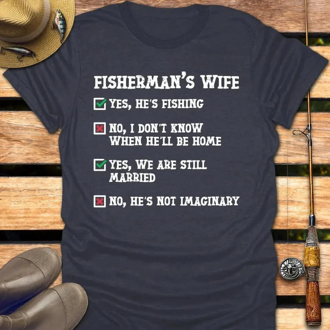 FISHERMAN'S WIFE T-Shirt FISHING T-Shirt Heather Navy / S
