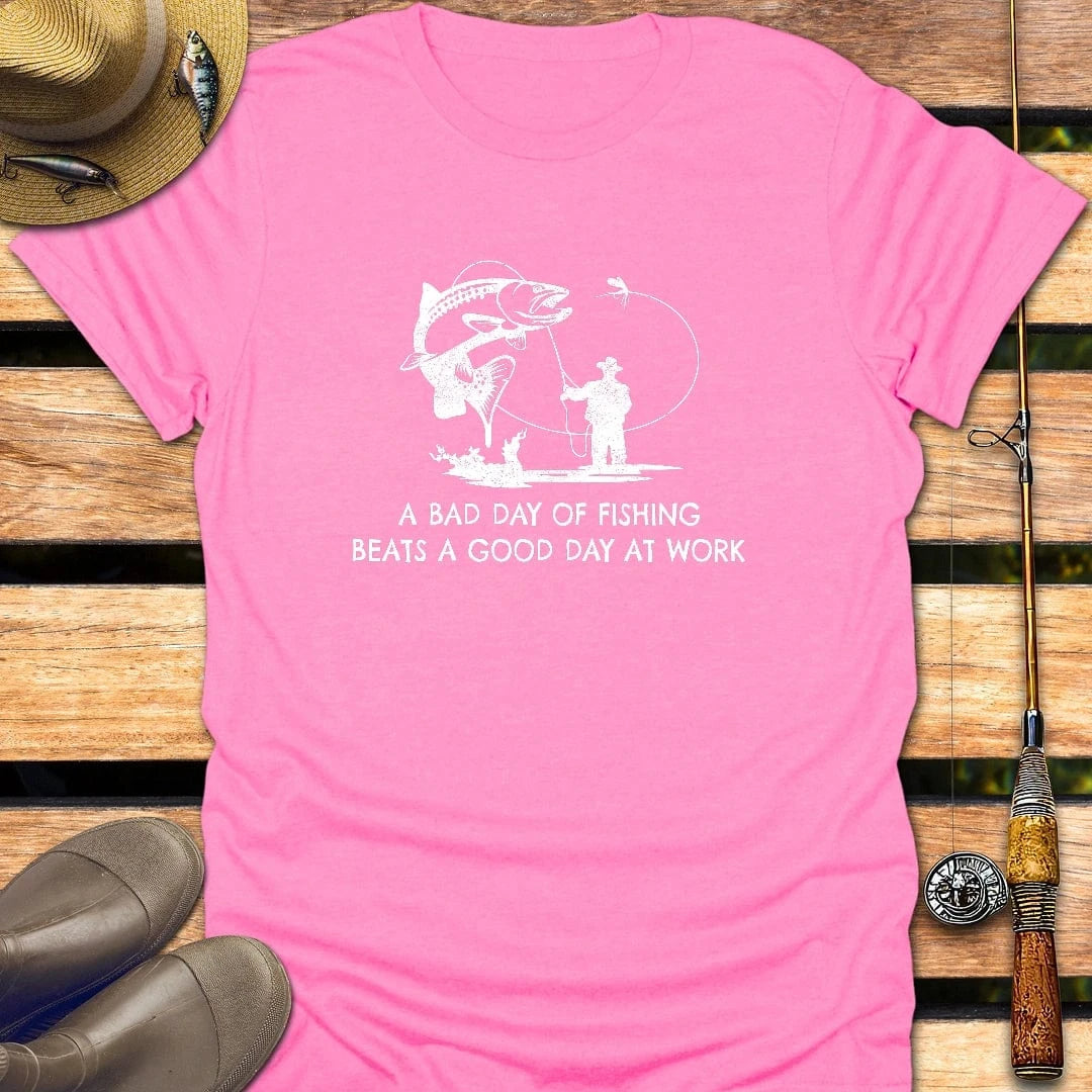 FISHING BEATS WORK T-Shirt FISHING T-Shirt Azalea / S