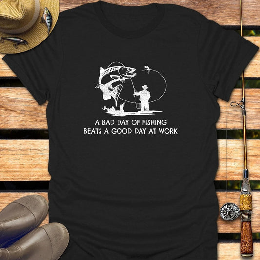 FISHING BEATS WORK T-Shirt FISHING T-Shirt Black / S