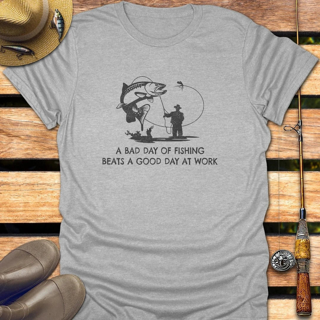 FISHING BEATS WORK T-Shirt FISHING T-Shirt Sport Grey / S