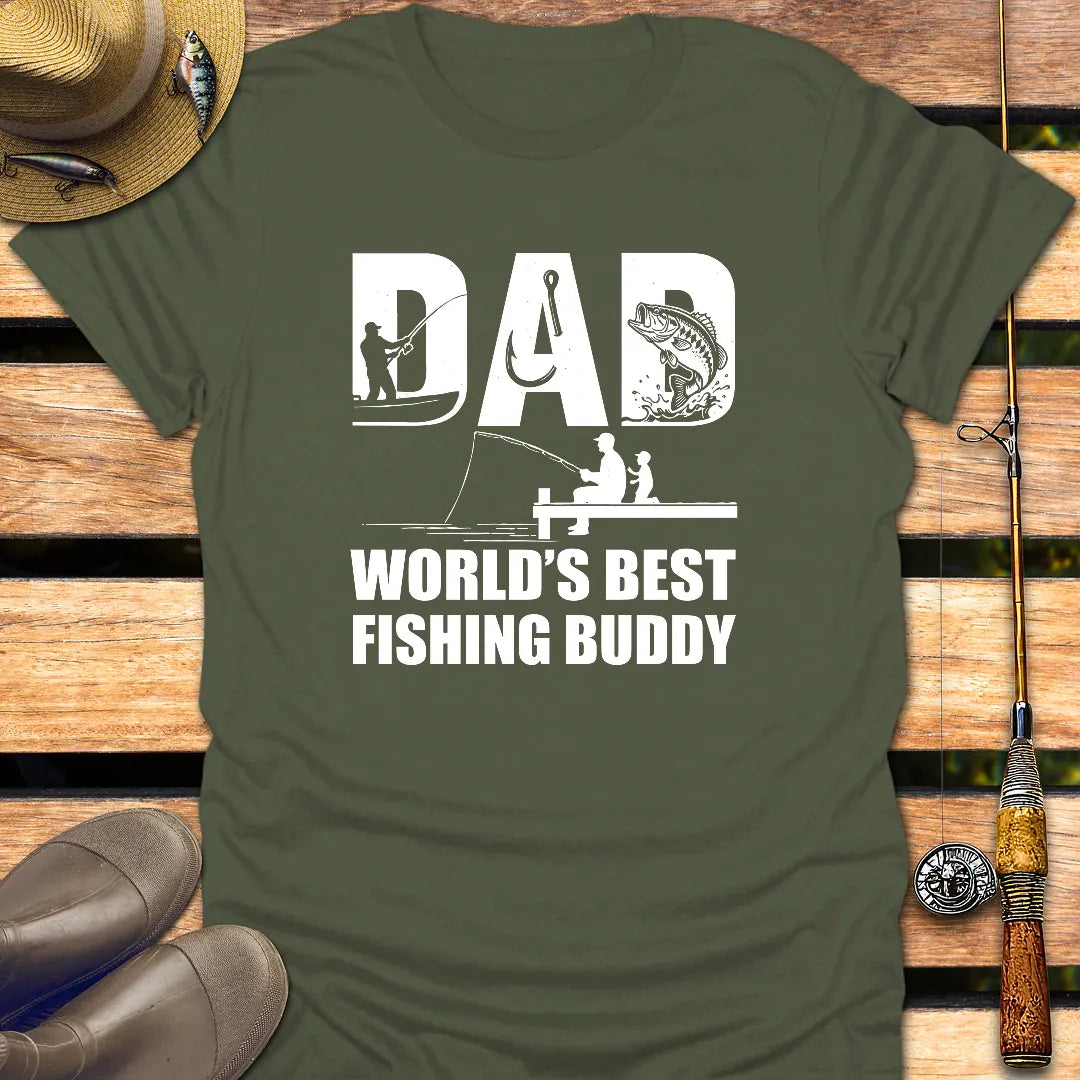 FISHING BUDDY DAD T-Shirt FISHING T-Shirt Military Green / S
