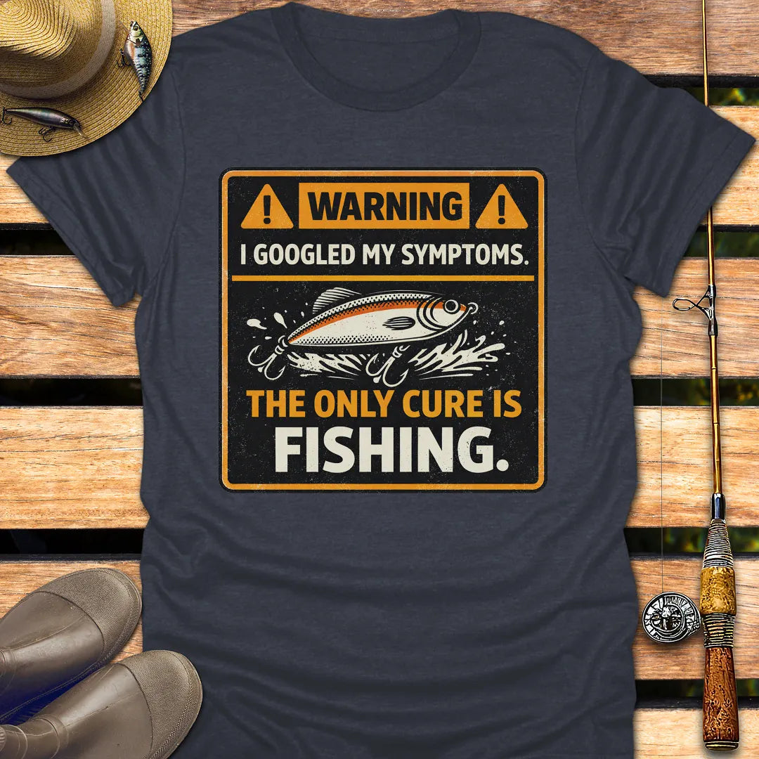 FISHING IS CURE T-Shirt FISHING T-Shirt Heather Navy / S
