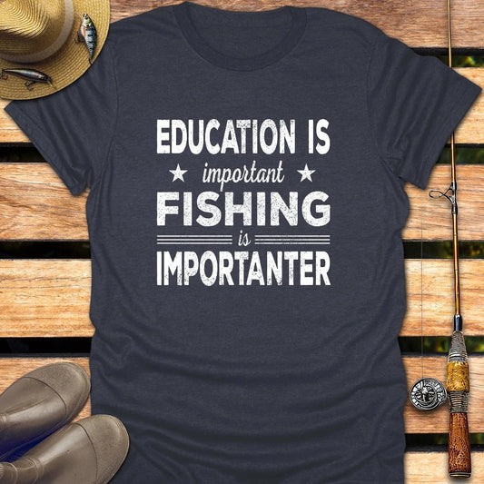 FISHING IS IMPORTANTER T-Shirt FISHING T-Shirt Heather Navy / S