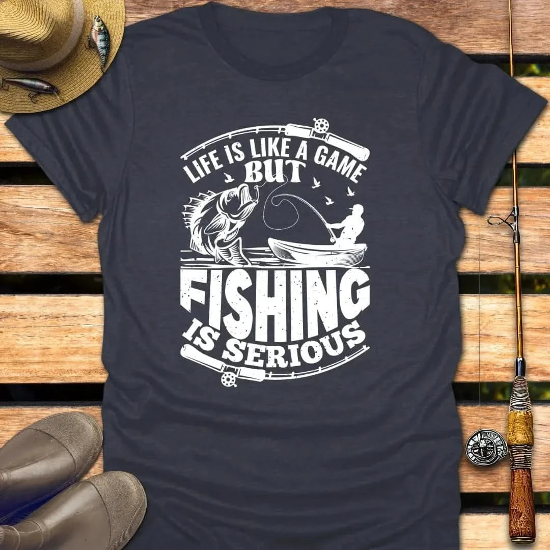 FISHING IS SERIOUS T-Shirt FISHING T-Shirt Heather Navy / S