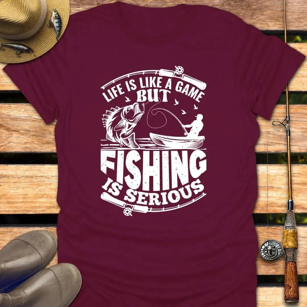 FISHING IS SERIOUS T-Shirt FISHING T-Shirt Maroon / S
