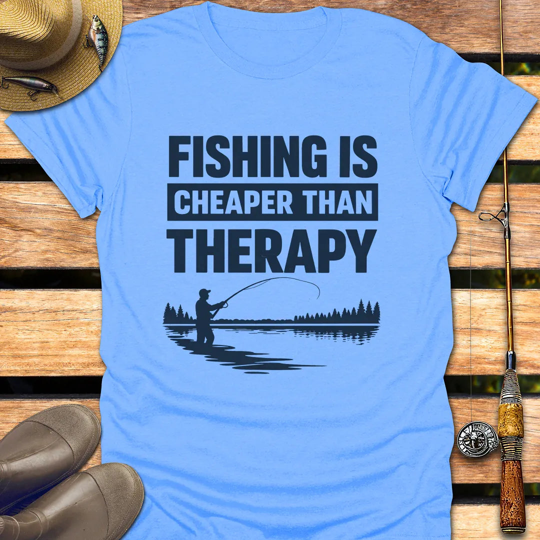 FISHING IS THERAPY T-Shirt FISHING T-Shirt Carolina Blue / S