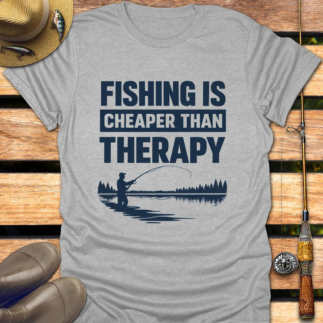 FISHING IS THERAPY T-Shirt FISHING T-Shirt Sport Grey / S