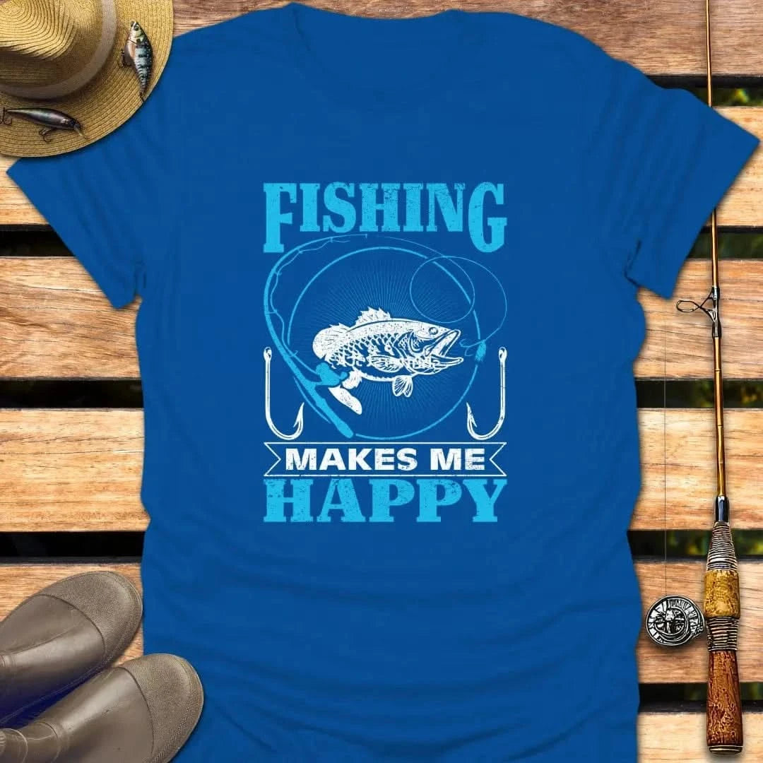 FISHING MAKES ME HAPPY T-Shirt FISHING T-Shirt Royal / S