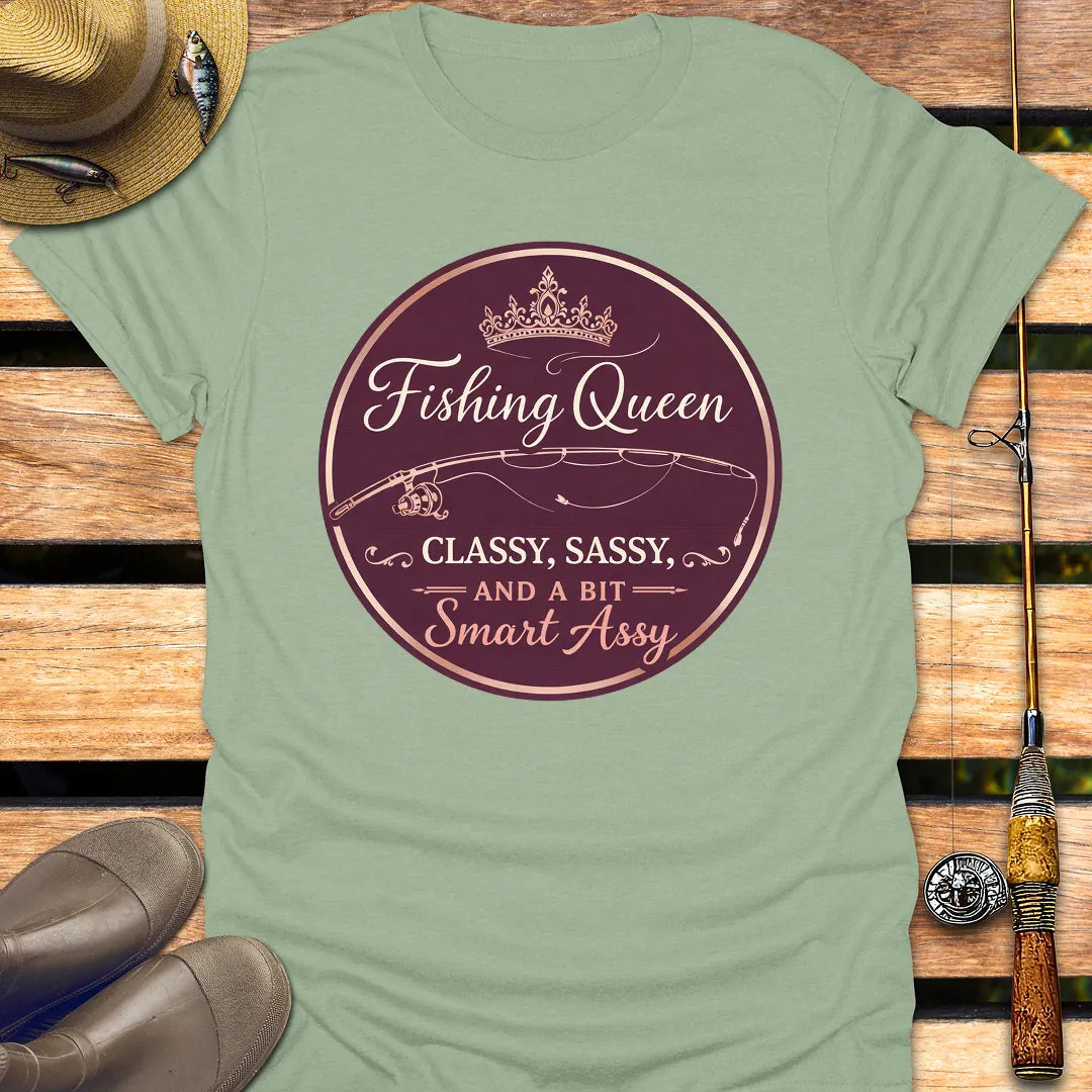 FISHING QUEEN VINTAGE T-Shirt FISHING T-Shirt Sage / S