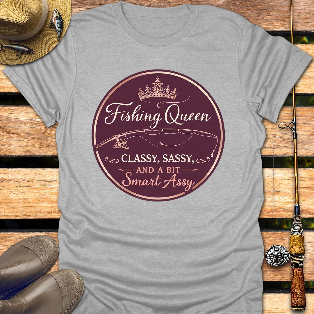 FISHING QUEEN VINTAGE T-Shirt FISHING T-Shirt Sport Grey / S