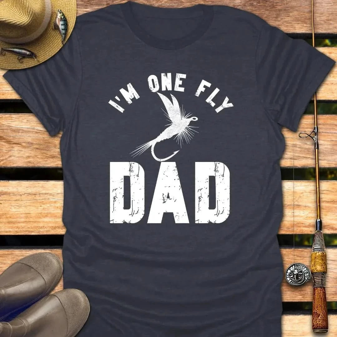 FLY DAD T-Shirt FISHING T-Shirt Heather Navy / S
