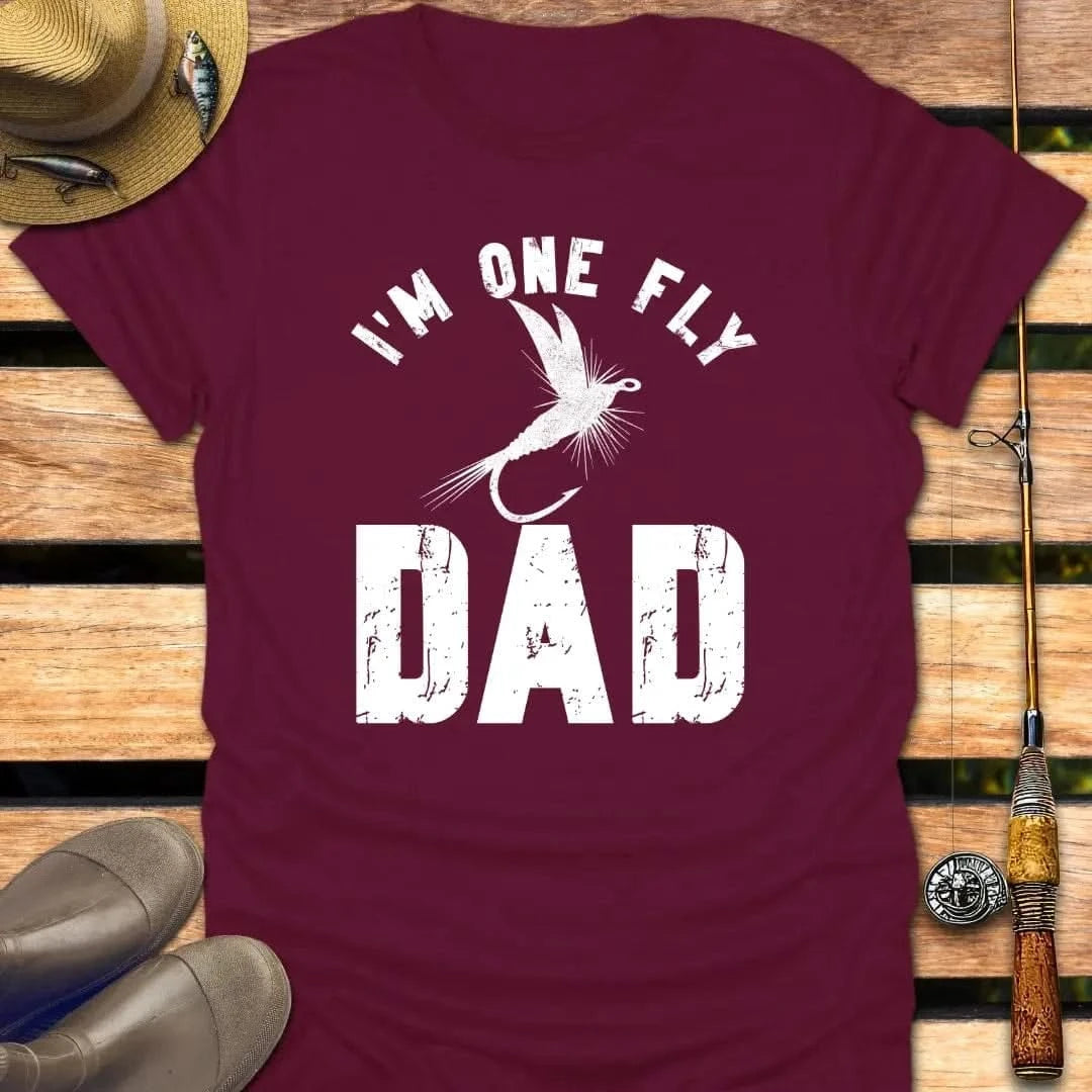 FLY DAD T-Shirt FISHING T-Shirt Maroon / S